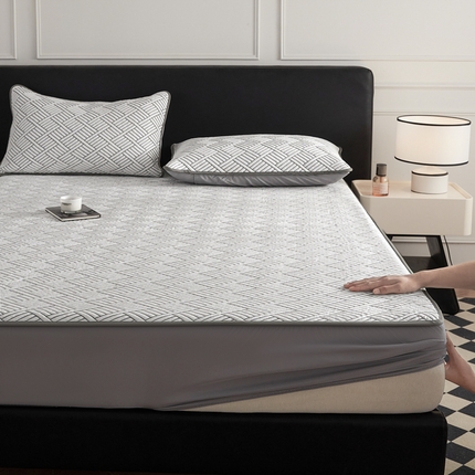 2025新款韩国外贸爆款加厚PE中分子凉感豆豆软席 时空灰-床笠款