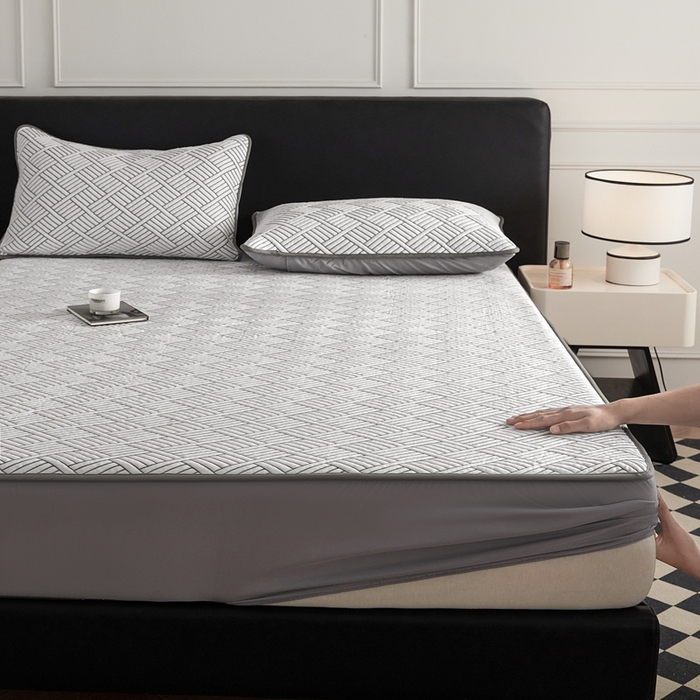 91家纺网 家纺一手货源 找家纺 2025新款韩国外贸爆款加厚PE中分子凉感豆豆软席 时空灰-床笠款