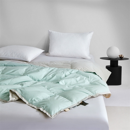 静若居羽绒被壳 2025新款可水洗羽绒夏被羽绒春秋被可水洗羽绒被壳天丝夏被 多巴胺灰拼绿