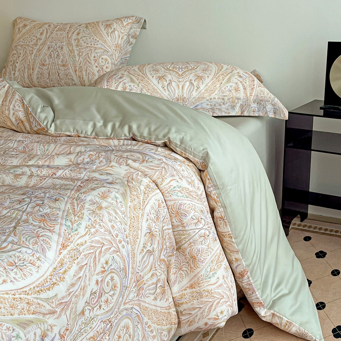 91家纺网 家纺一手货源 找家纺 棉生活家纺 2025新款天丝莱赛尔印花四件套 莉格西塔