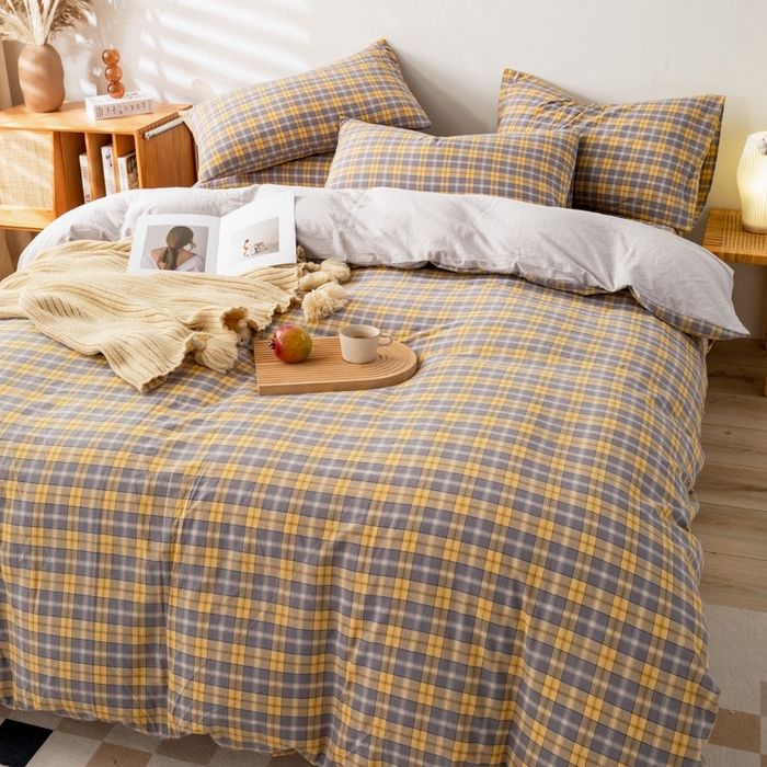 91家纺网 家纺一手货源 找家纺 2025新款A类色织水洗棉单被套 芳华灰