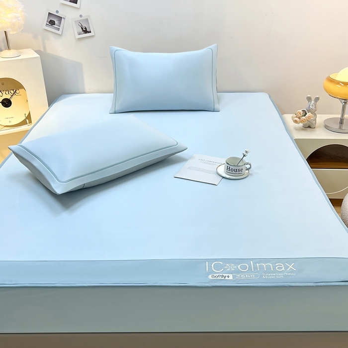 91家纺网 家纺一手货源 找家纺 全季家居 2025新款5A抗菌ICE系列凉感冰丝席 天蓝 床笠款