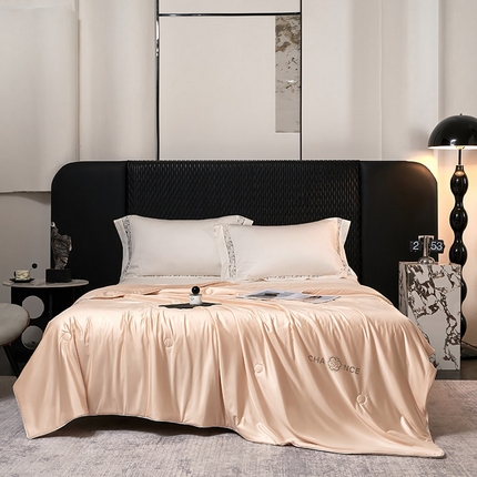 鸣升家纺 2025新款新款A类冰蓝丝凉感夏被填充蚕蛹蛋白夏凉被空调被 私语-粉玉色