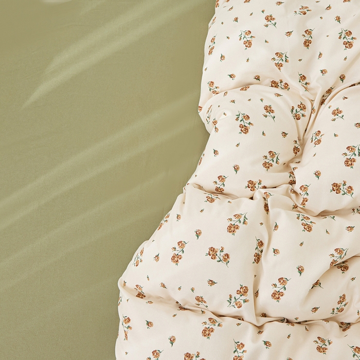 91家纺网 家纺一手货源 找家纺 蕾诺家纺 2025新款直播新款A类有氧提花云纱棉圆角吊边工艺四件套学生三件套 绿茵