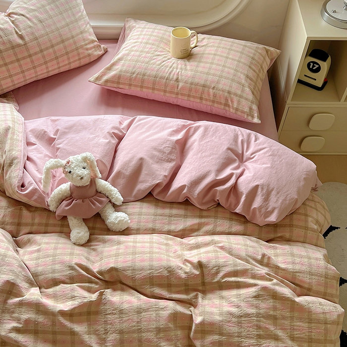 91家纺网 家纺一手货源 找家纺 （总）田野 2025新款全棉水洗棉提花点点系列四件套