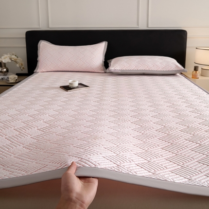 2025新款韩国外贸爆款加厚PE中分子凉感豆豆软席 时空粉-床席款