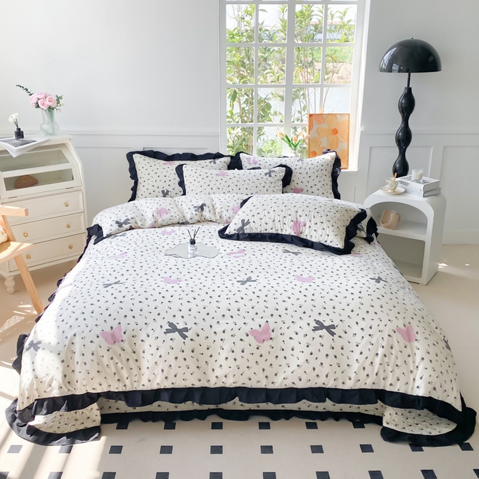 91家纺网 家纺一手货源 找家纺 佳品居 2025新款赫本风床盖四件套 赫本风-蝴蝶花