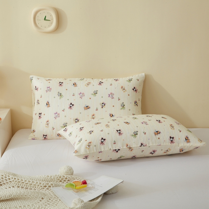 91家纺网 家纺一手货源 找家纺 2025款A类母婴级全棉双层纱枕套_4032 美好心情