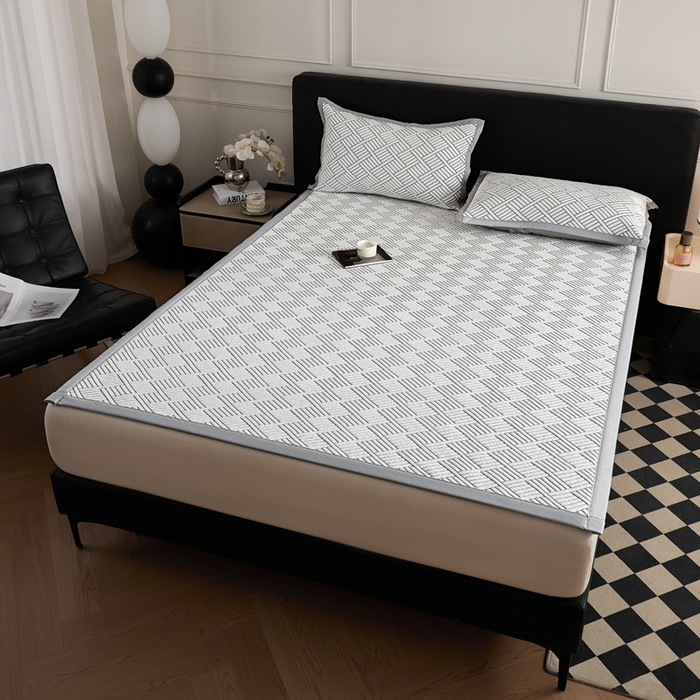 91家纺网 家纺一手货源 找家纺 2025新款韩国外贸爆款加厚PE中分子凉感豆豆软席 时空灰-床席款