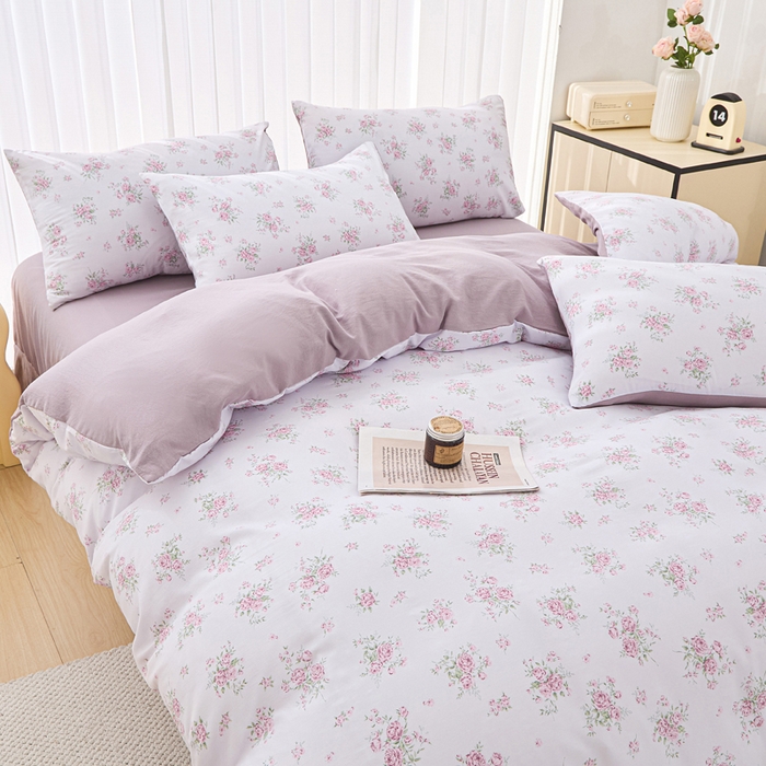 91家纺网 家纺一手货源 找家纺 蕾诺家纺 2025新款直播新款A类有氧提花云纱棉圆角吊边工艺四件套学生三件套 西塘