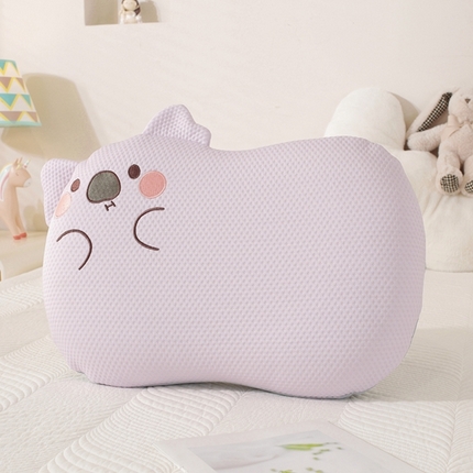 91家纺网 家纺一手货源 找家纺 温蔓2025新款卡通猫肚枕 浅紫35*55整体(记忆棉）