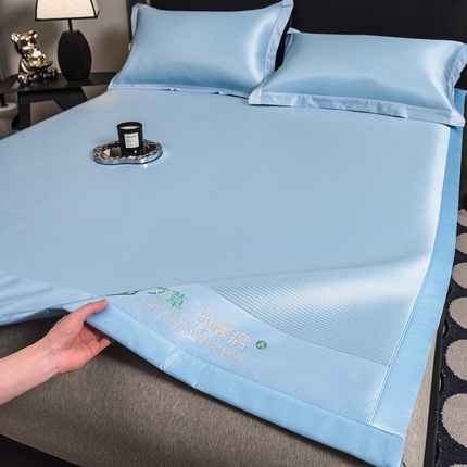 全季家居 2025新款5A加厚加密艾草碳光席冰丝席 床席-雾蓝