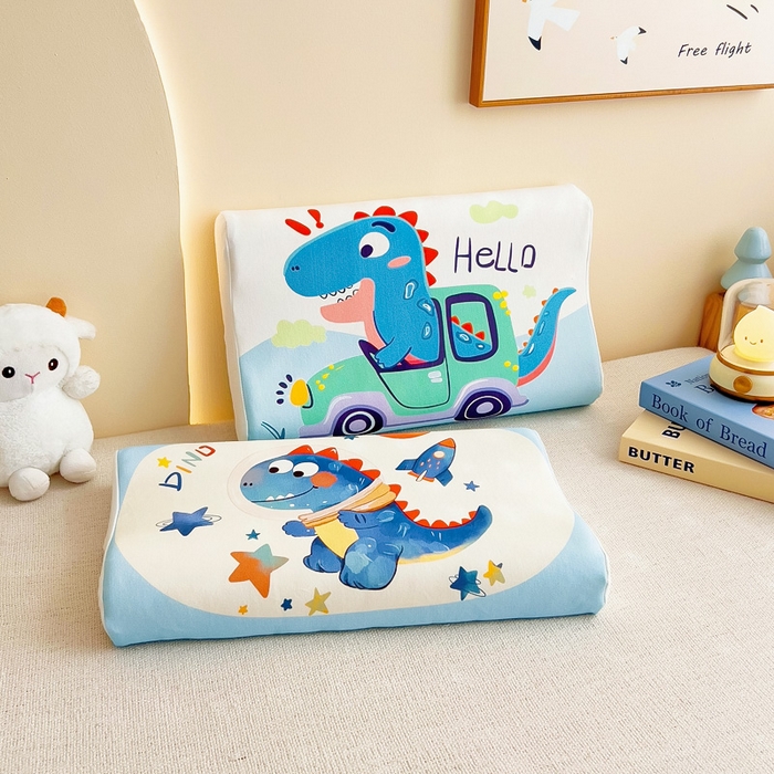 91家纺网 家纺一手货源 找家纺 梵赫 2025新款全棉A类儿童针织棉记忆枕（可拆卸） 开车恐龙 30*50  含芯