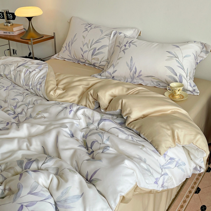 91家纺网 家纺一手货源 找家纺 棉生活家纺 2025新款天丝莱赛尔印花四件套 春晓雨梦