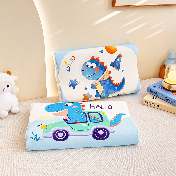 91家纺网 家纺一手货源 找家纺 梵赫 2025新款全棉A类儿童针织棉记忆枕（可拆卸） 太空恐龙 单枕套