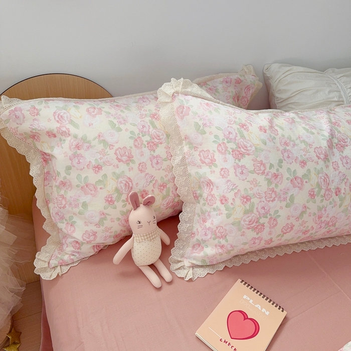 91家纺网 家纺一手货源 找家纺 于果 2025新款全棉双层纱花边款 欧若拉