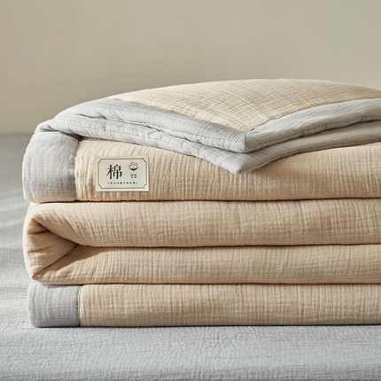 91家纺网 家纺一手货源 找家纺 （总）简如 2025新款A类全棉双层纱皱皱纱夏被四件套-简系列
