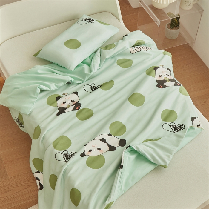 91家纺网 家纺一手货源 找家纺 艾佳宝贝 2025A类儿童全棉多功能单被套可拆式夏被四季被子 lucky熊猫