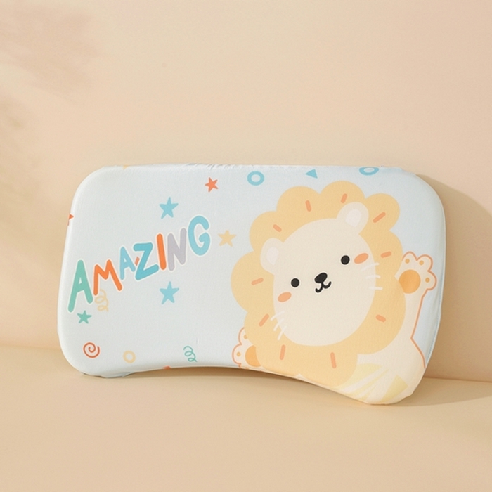 91家纺网 家纺一手货源 找家纺 温蔓2025新款冰感丝卡通印花婴童枕 黄狮子25*45加内胆