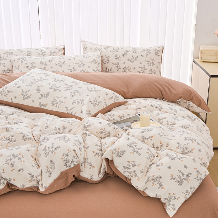 91家纺网 家纺一手货源 找家纺 蕾诺家纺 2025新款直播新款A类有氧提花云纱棉圆角吊边工艺四件套学生三件套 普罗旺斯