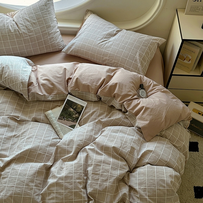 91家纺网 家纺一手货源 找家纺 田野 2025新款全棉水洗棉提花锦绣系列四件套 锦绣-卡其