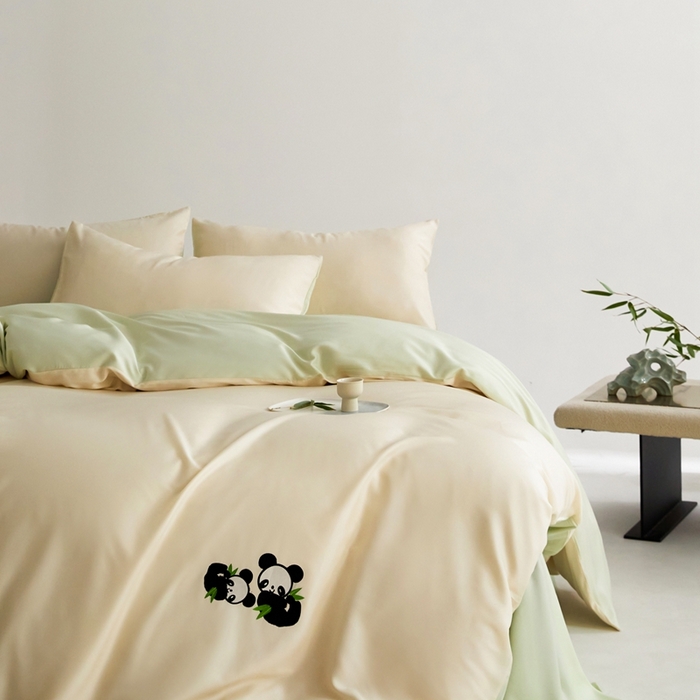 91家纺网 家纺一手货源 找家纺 （总）金奇达家纺 2025新款竹玉清丝四件套-墨隐竹笙【标准号全网控价（折后券后）不低于228元】