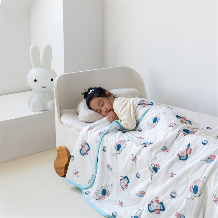 91家纺网 家纺一手货源 找家纺 艾佳宝贝 2025春夏新款A类凉感丝儿童糖果抗菌夏被 大象哼哼