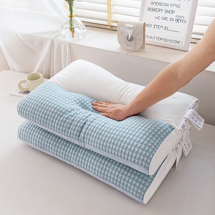 91家纺网 家纺一手货源 找家纺 大熊枕芯 2025新款安颈1号冰豆豆枕芯 安颈1号-蓝