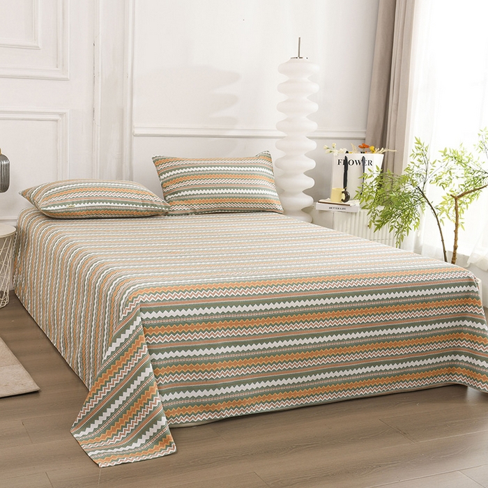 91家纺网 家纺一手货源 找家纺 红日子纺织品 2025新款艾草老粗布床单印花凉席三件套 简爱