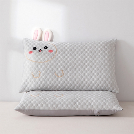 2025新款凉豆豆立体儿童荞麦枕 兔子荞麦枕-灰