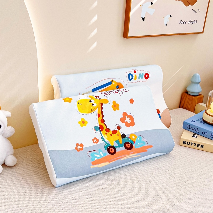 91家纺网 家纺一手货源 找家纺 梵赫 2025新款全棉A类儿童针织棉记忆枕（可拆卸） 快乐长颈鹿 单枕套