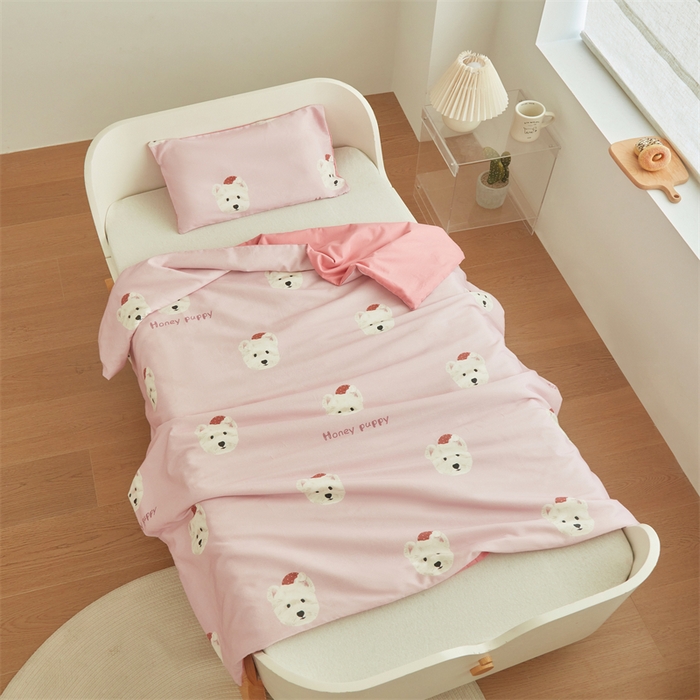 91家纺网 家纺一手货源 找家纺 艾佳宝贝 2025A类儿童全棉多功能单被套可拆式夏被四季被子 乖萌小狗