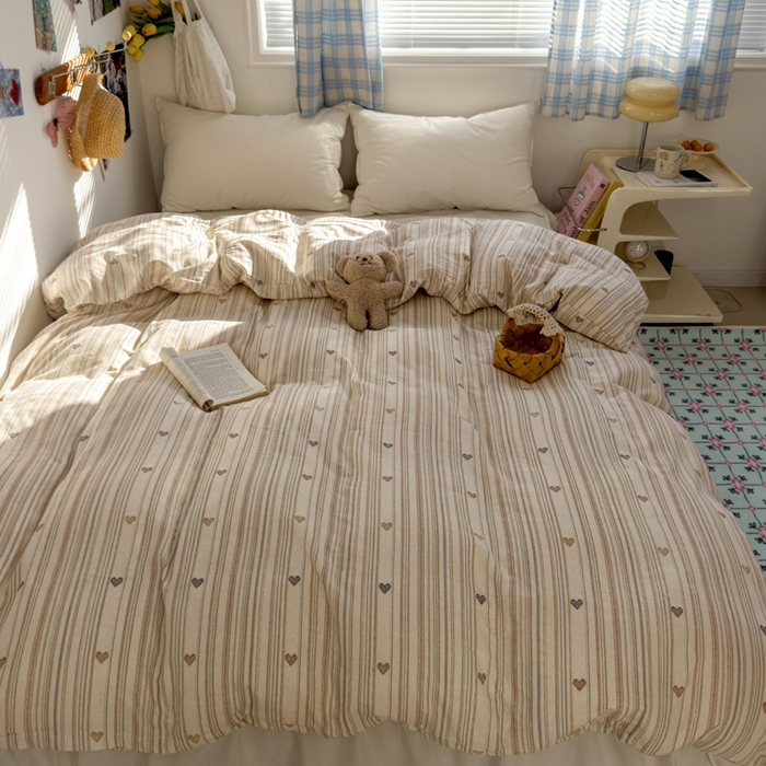 91家纺网 家纺一手货源 找家纺 塔塔家居  2025新款全棉纯棉双层纱被套单品单被套被套单件 摩卡