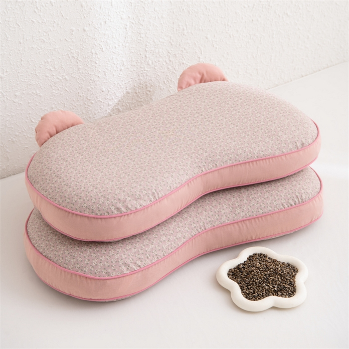 91家纺网 家纺一手货源 找家纺 大熊枕芯 2025新款熊猫全棉碎花荞麦枕 熊猫荞麦枕-粉