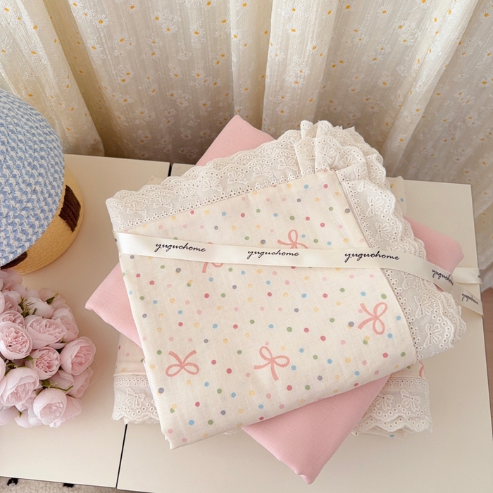 91家纺网 家纺一手货源 找家纺 于果 2025新款全棉双层纱花边款 奶油派