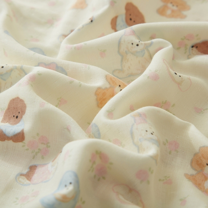 91家纺网 家纺一手货源 找家纺 2025款A类母婴级全棉双层纱枕套_4032 泡芙狗