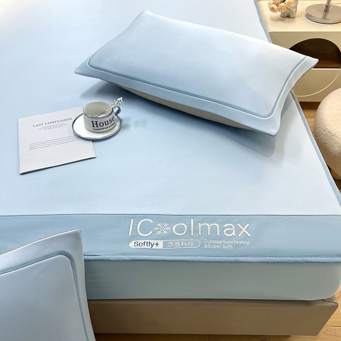 91家纺网 家纺一手货源 找家纺 全季家居 2025新款5A抗菌ICE系列凉感冰丝席 天蓝 床笠款