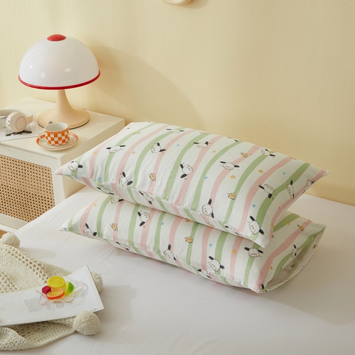 91家纺网 家纺一手货源 找家纺 2025款A类母婴级全棉双层纱枕套_4032 精灵狗