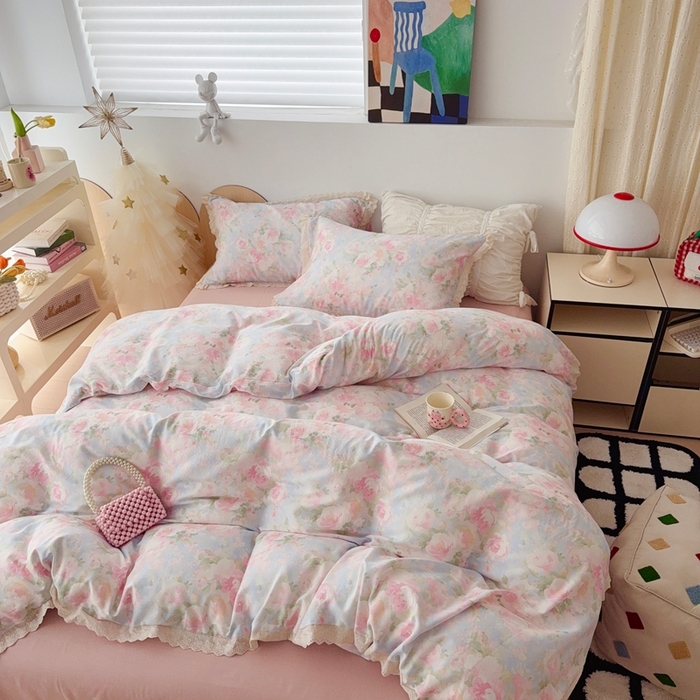 91家纺网 家纺一手货源 找家纺 于果 2025新款全棉双层纱花边款 黎明心境