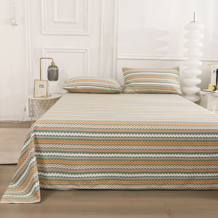 91家纺网 家纺一手货源 找家纺 红日子纺织品 2025新款艾草老粗布床单印花凉席三件套 简爱