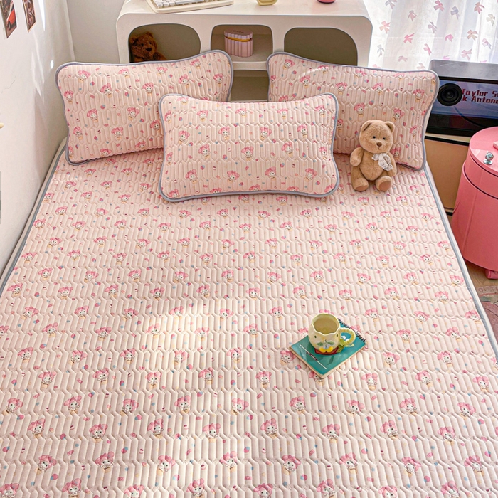 91家纺网 家纺一手货源 找家纺 贝扬思家纺 2025新款亲肤舒适可爱乳胶凉席席子系列 猫咪豆豆