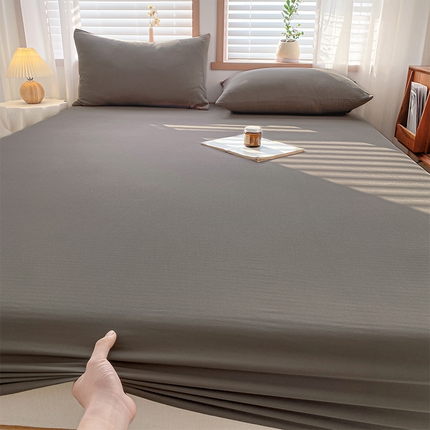 耀悦家纺 2025新款A类人字纹提花水洗棉单品系列-单床笠 人字纹-可可棕