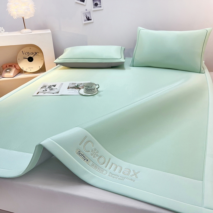 91家纺网 家纺一手货源 找家纺 全季家居 2025新款5A抗菌ICE系列凉感冰丝席 水绿 床席款