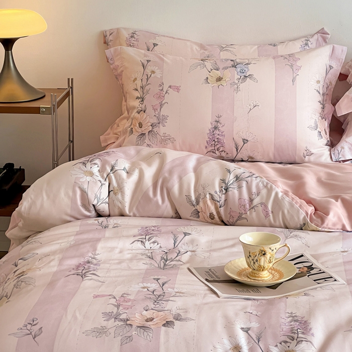 91家纺网 家纺一手货源 找家纺 棉生活家纺 2025新款天丝莱赛尔印花四件套 雅梦