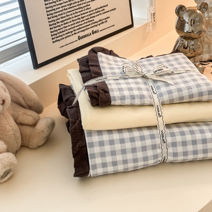 91家纺网 家纺一手货源 找家纺 （总）凯洛奇 2025新款1法式小清新蕾丝花边水洗棉四件套-风格二【提供买家秀】