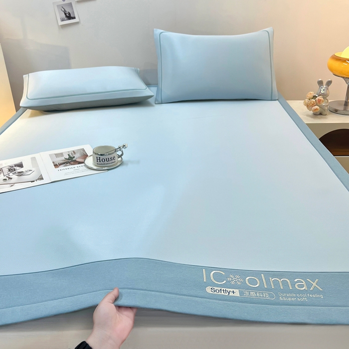 91家纺网 家纺一手货源 找家纺 全季家居 2025新款5A抗菌ICE系列凉感冰丝席 天蓝 床席款