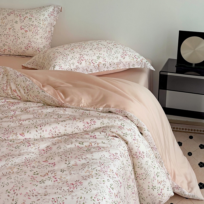 91家纺网 家纺一手货源 找家纺 棉生活家纺 2025新款天丝莱赛尔印花四件套 吟禾暮