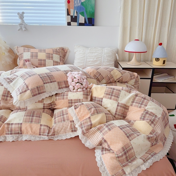 91家纺网 家纺一手货源 找家纺 于果 2025新款全棉双层纱花边款 达令