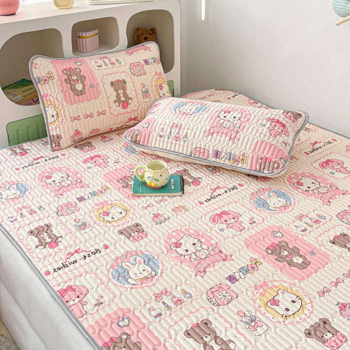 91家纺网 家纺一手货源 找家纺 贝扬思家纺 2025新款亲肤舒适可爱乳胶凉席席子系列 小猫相片