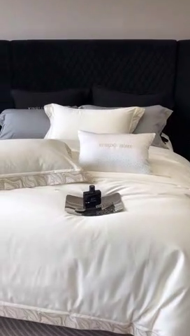 91家纺网 家纺一手货源 找家纺 馨蕊家居 2025新款100s高奢典藏简约全棉系列四件套-棉水漾 水漾-月光白